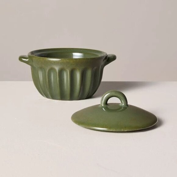 Hearth & Hand Magnolia‎ Scallop Stoneware Ramekin with Lid Green Christmas 2024 - Picture 4 of 5